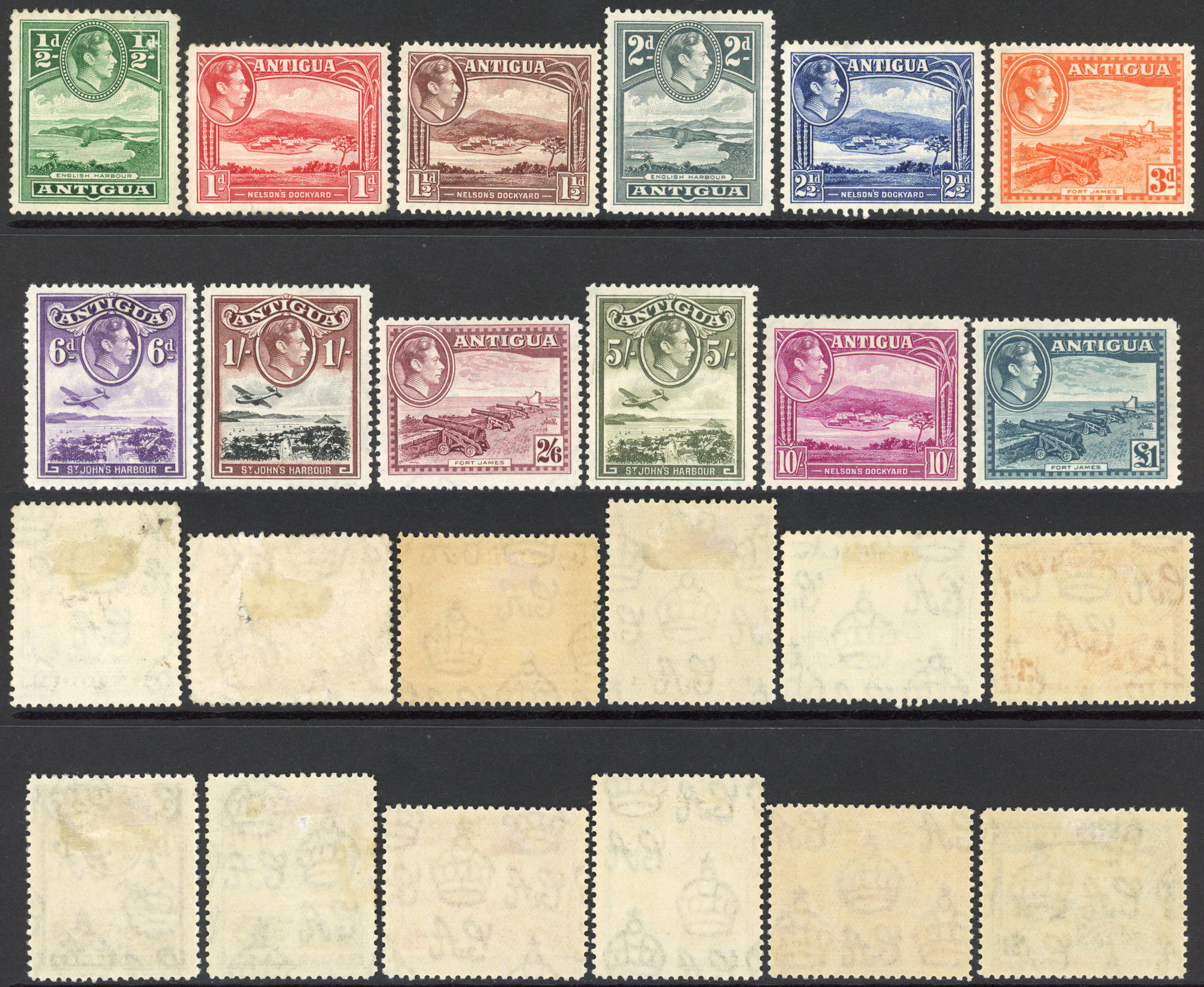 Antigua SG98/109 KGVI Set of 12 Wmk Mult Script CA M/M
