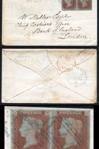 1841 Penny Red (AA/AB) Plate 88 PAIR with BLUE Taibach 773 Postmarks