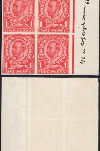 1d Downey in Scarlet (trial e) on John Allen Special Finish Paper