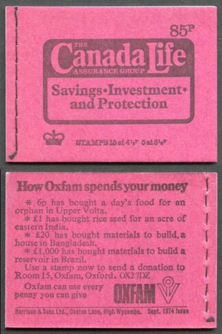 DW1 85p Stitched Booklet dated Sept 1974