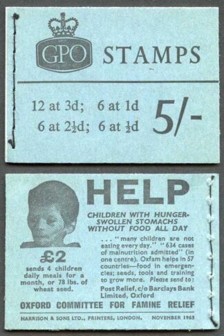 H65p 5/- Wilding Booklet dated November 1963 PHOSPHOR SCARCE
