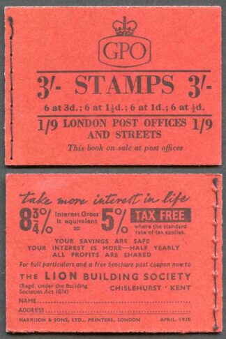 M4 3/- Red Booklet Wmk Edwards April 1958