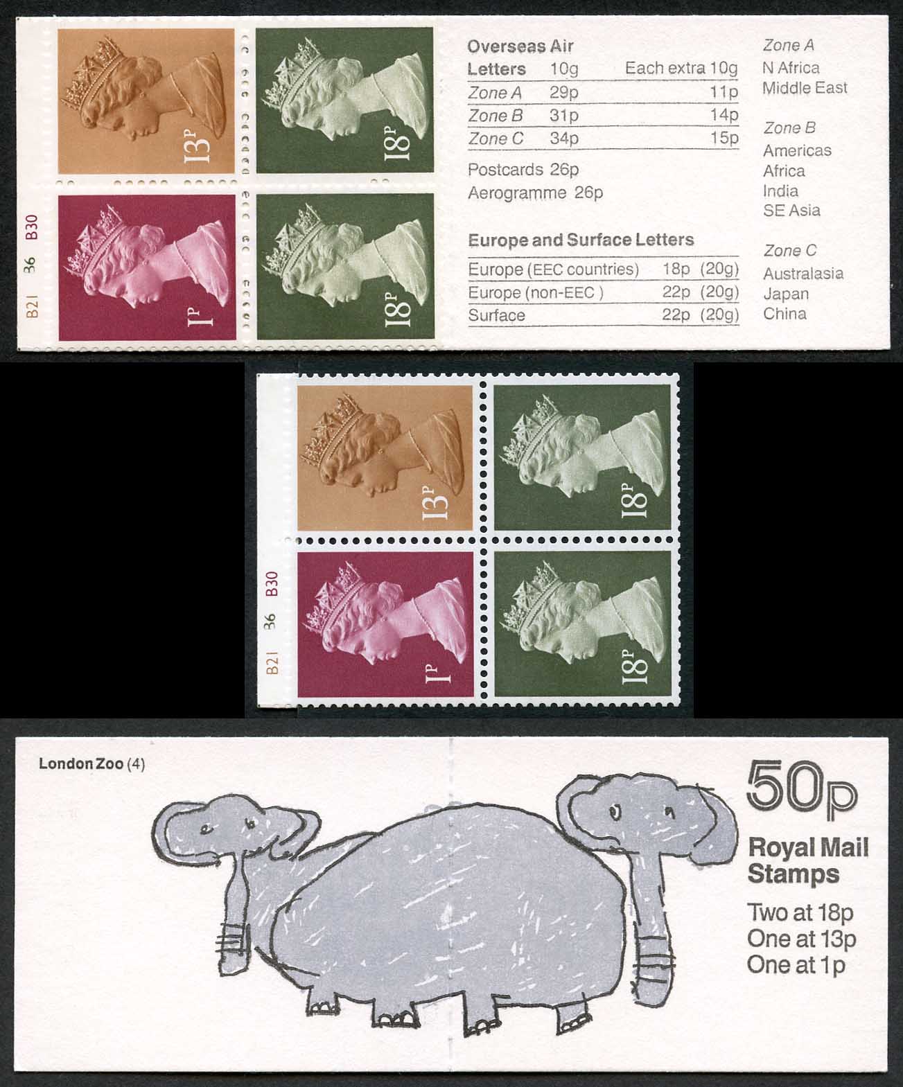 DB9(41) 1988 50p Elephants Cyl B21 B6 B30 Phosphor Number B69