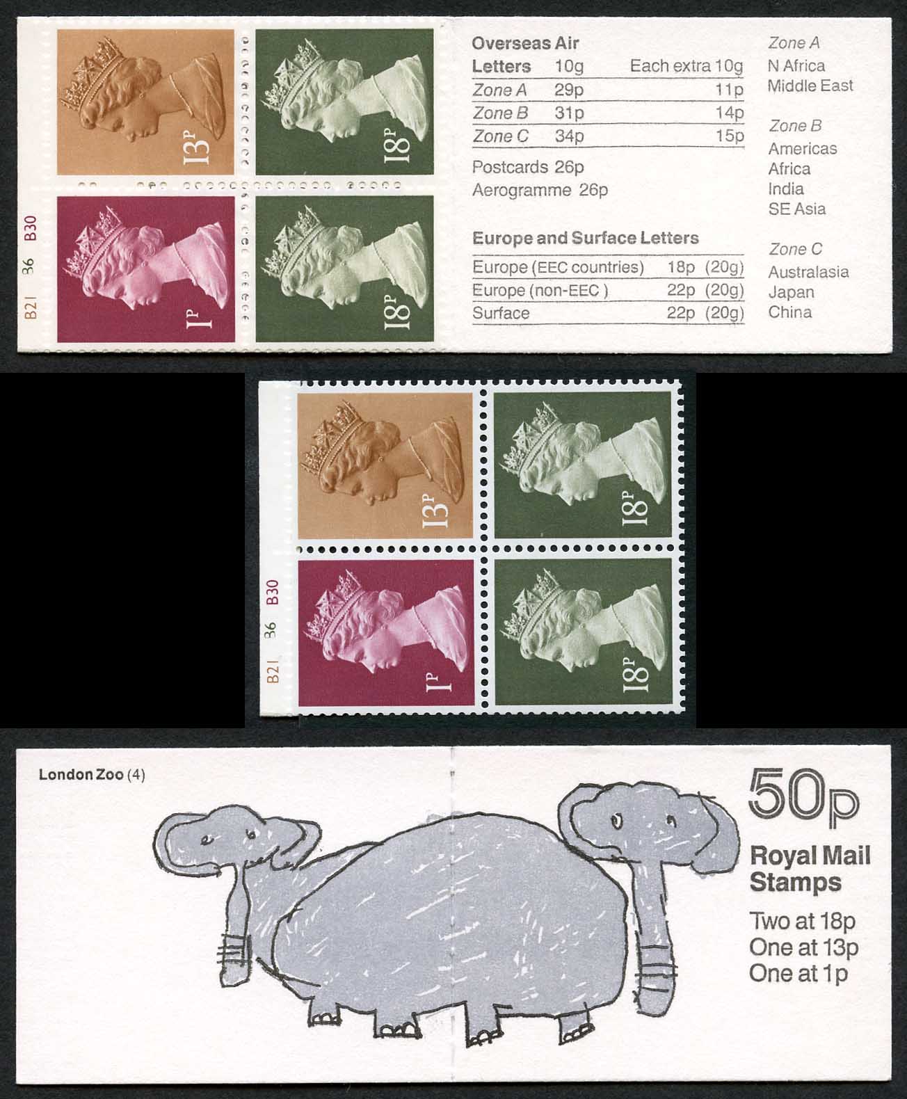 DB9(41) 1988 50p Elephants Cyl B21 B6 B30 Phosphor Number B69