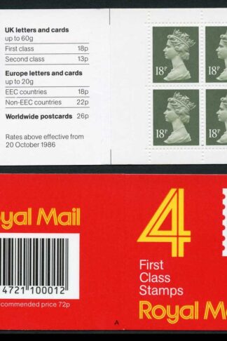DB17(1)A 1988 72p Type 1A 4x18p Code A Plain ACP/PVAD Window Booklet