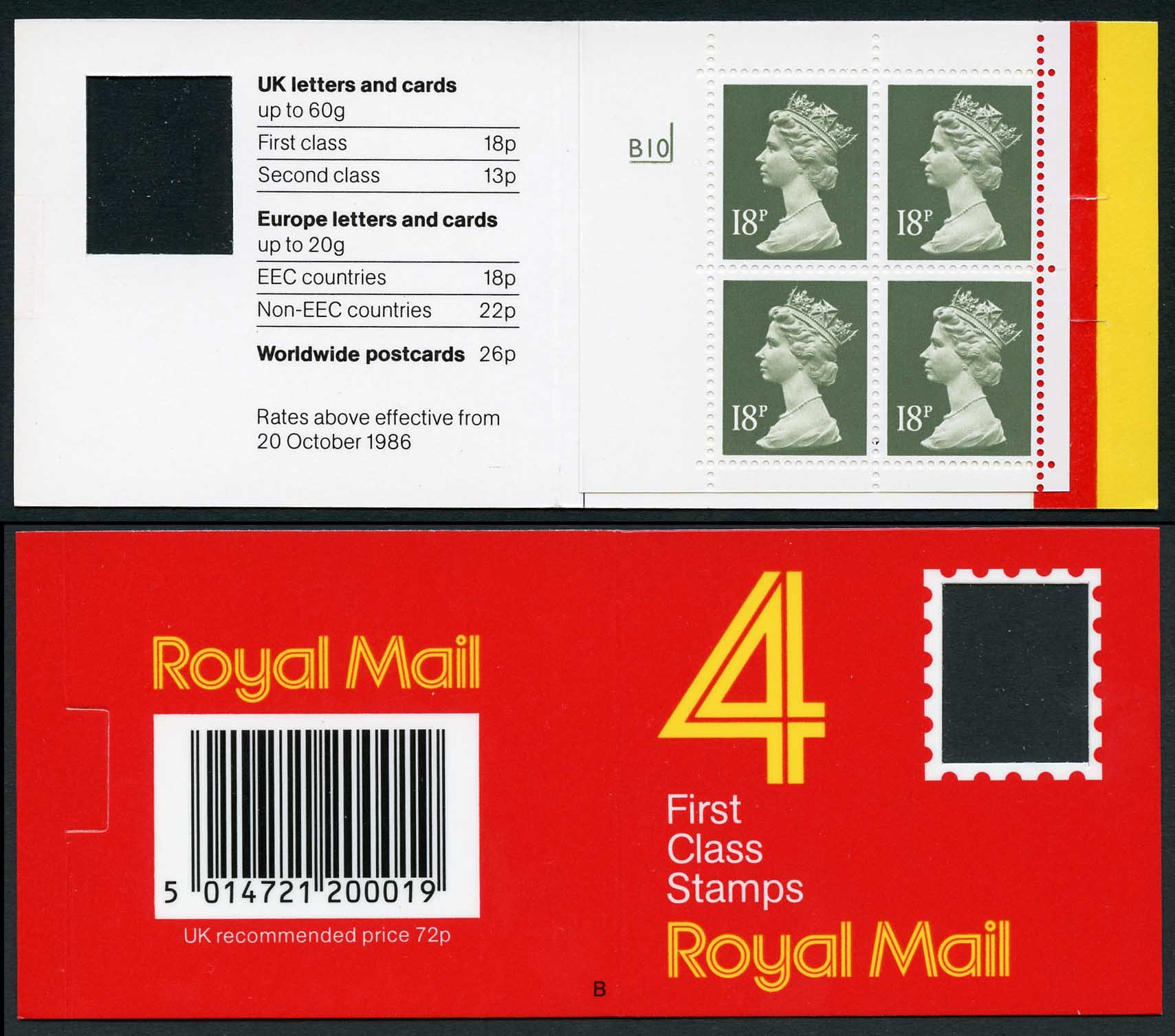 DB17(2)A 1988 72p Type 1A 4x18p Code B Cyl B10 ACP/PVAD Window Booklet