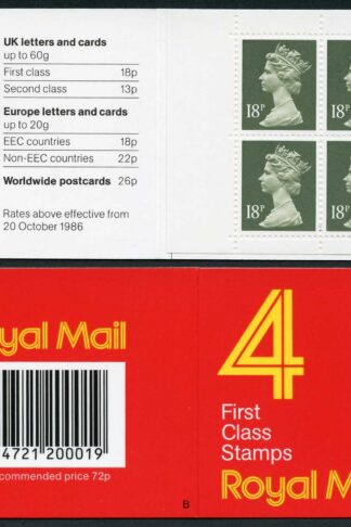 DB17(2)A 1988 72p Type 1A 4x18p Code B Plain ACP/PVAD Window Booklet