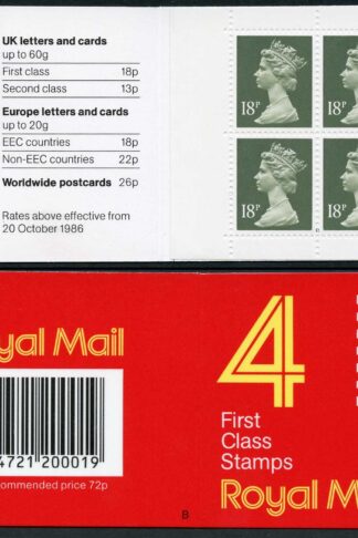 DB17(2)A 1988 72p Type 1A 4x18p Code B Plain ACP/PVAD Window Booklet