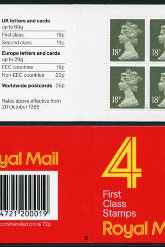DB17(2)A 1988 72p Type 1A 4x18p Code B Plain ACP/PVAD Window Booklet