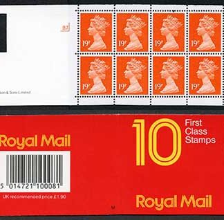 DB17(7) 1988 1.90 Type 2 10x19p Orange-red Code M ACP/PVAD Cyl B7 Window Booklet