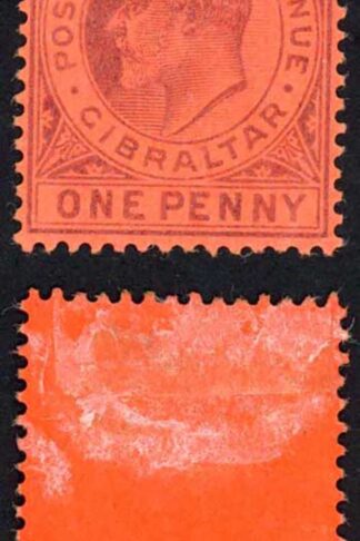 Gibraltar SG47 KEVII 1d dull Purple and Red Wmk Crown CA M/mint