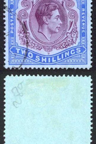 Bermuda SG116b KGVI 2/- Deep Purple and Ultramarine/Grey-blue Line Perf 14.5 CD