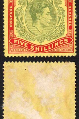 Bermuda SG118b KGVI 5/- Pale Green and Red/yellow Line Perf 14.25 (Ref 27)