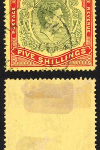 Bermuda SG118b KGVI 5/- Pale Green and Red/yellow Line Perf 14.25 (Ref 56)