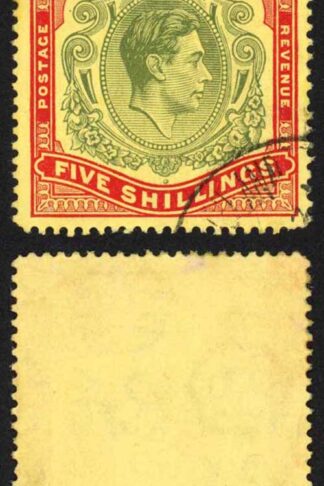 Bermuda SG118b KGVI 5/- Pale Green and Red/yellow Line Perf 14.25 (Ref 79)