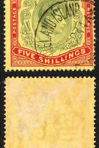 Bermuda SG118b KGVI 5/- Pale Green and Red/yellow Line Perf 14.25 (Ref 84)
