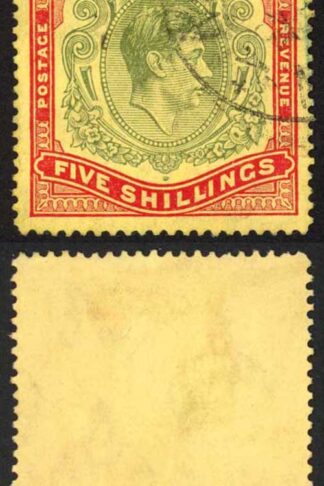 Bermuda SG118b KGVI 5/- Pale Green and Red/yellow Line Perf 14.25 (Ref 101)
