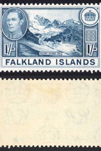 Falkland Is SG158b 1/- Dull Blue (Greyish Paper) Wmk Mult Script CA M/M