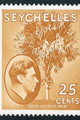 Seychelles SG141 1938-49 KGVI 25c Brown-ochre Wmk Mult Script CA M/M