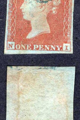 1841 Penny Red (NI) with Blue Pmk Four Margins