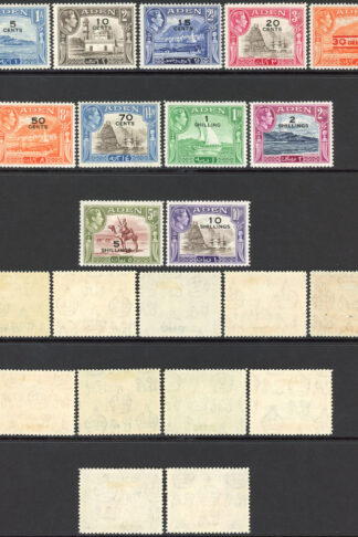 Aden SG36/46 1951 KGVI Set of 11 with Opt M/M