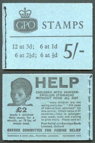 SGH65p 5/- GPO Wilding Booklet Wmk Crowns with Phosphor November 1963