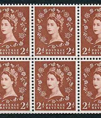SB78 2d Light Red-Brown Wmk Edward Upright Booklet Pane of 6 U/M