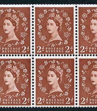 SB78 2d Light Red-Brown Wmk Edward Upright Booklet Pane of 6 U/M