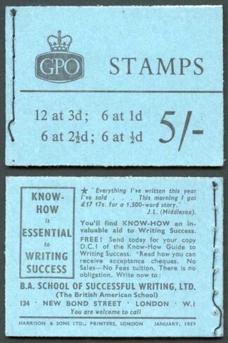 SGH37 5/- GPO Wilding Booklet January 1959
