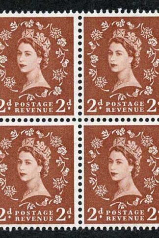 SG590 2d Light Red-brown Block of 8 2nd Graphite Wmk Crowns Mixture of U/M and