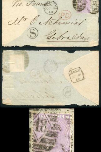 SG104 6d Lilac Plate 6 on Front to Gibraltar
