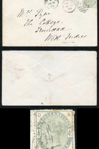 SG192 4d Lilac and Green (some toning) on Cover to TRINIDAD