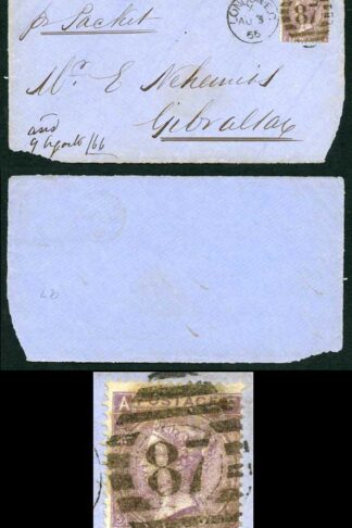 SG97 6d Lilac Plate 5 on Front to Gibraltar