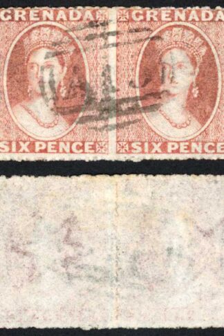 Grenada SG8 1863-71 6d dull rose-red Watermark sideways FINE horizontal pair