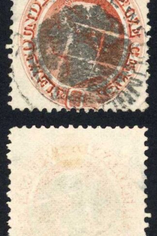 Newfoundland SG28 12c Red-brown on Thin yellowish paper used