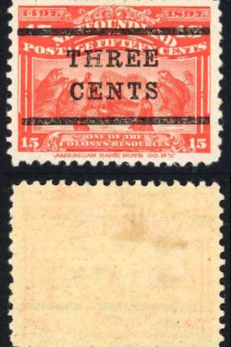 Newfoundland SG145 3c on 15c Bright Scarlet (A) M/Mint Fresh Stamp