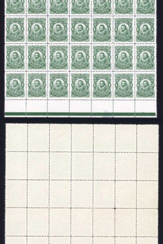 Newfoundland SG95 1c. green block of fifty-six Perf 12 U/M