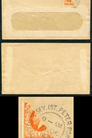 SG Spec GW5 Guernsey KGV 2d Orange (Photogravure) Bi-sect on Cover (31/12/40)