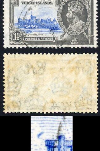 Virgin Islands SG104m 1935 Silver Jubilee 1 1/2d with Bird on Turret Variety Us