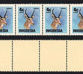 Rhodesia 4c Brown gum Double Print of black x 8 1st stamp normal U/M