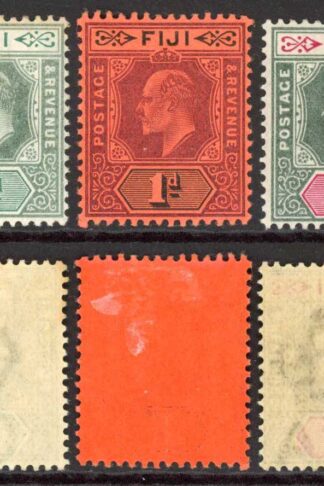 Fiji SG104/14 KEVII set of 3 wmk Mult Crown CA (the 1/- is U/M the rest M/M)