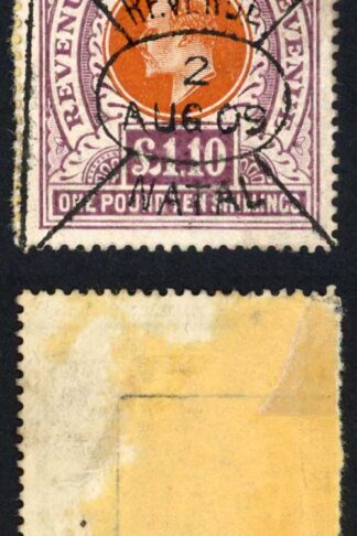 Natal SG162 KEVII One Pound 10/- Brown Revenue Revenue