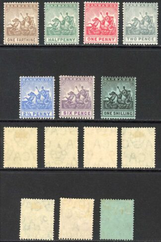 Barbados SG135/44 Set of 7 wmk Mult Crown CA M/Mint