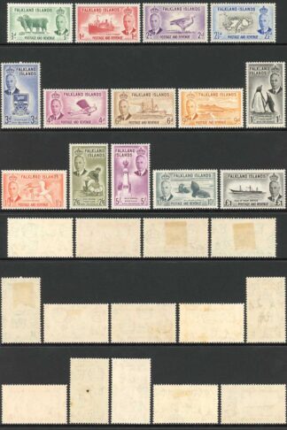 Falkland SG172/85 1952 KGVI Set 14 Wmk Mult Script CA Mixture of U/M and M/M