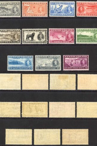 Newfoundland SG257/67 1937 KGVI Set of 11 Wmk Mult Script CA M/M