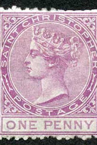 St Kitts-Nevis SG2 1d Magenta wmk Crown CC perf 12.5 M/Mint