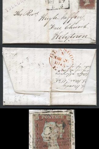 1841 Penny Red (MI) on cover with Mixed ink TOLLCROSS Straight line