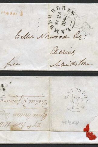 1841 Lamberhurst PAID 1 and Blue Green Goudhurst Penny Post
