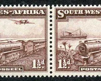 South West Africa SG96 1937 KGVI 1 1/2d Purple-brown Pair P14x13.5 U/M