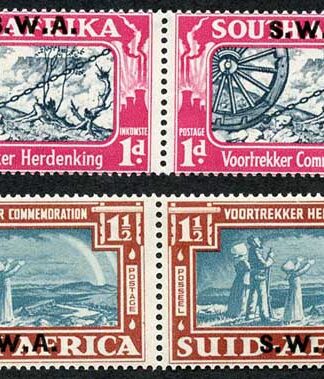 South West Africa SG109/110 1938 KGVI Voortrekker Commemoration Pairs Opt U/M